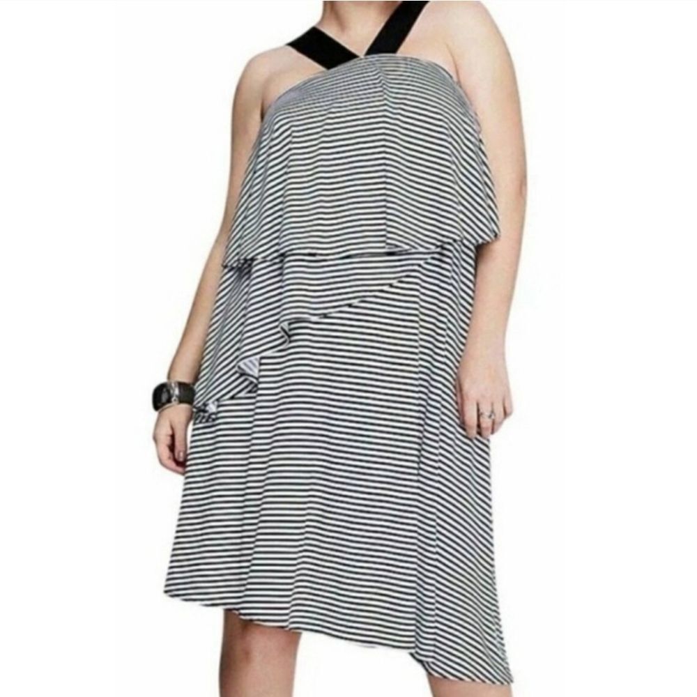 Lane Bryant Halter Neck Black/White Striped Dress Size 22/24